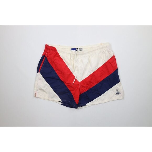 Vintage 90s Pierre Cardin Mens Large Distressed Spell Out Sailing Lined Shorts - Picture 1 of 13